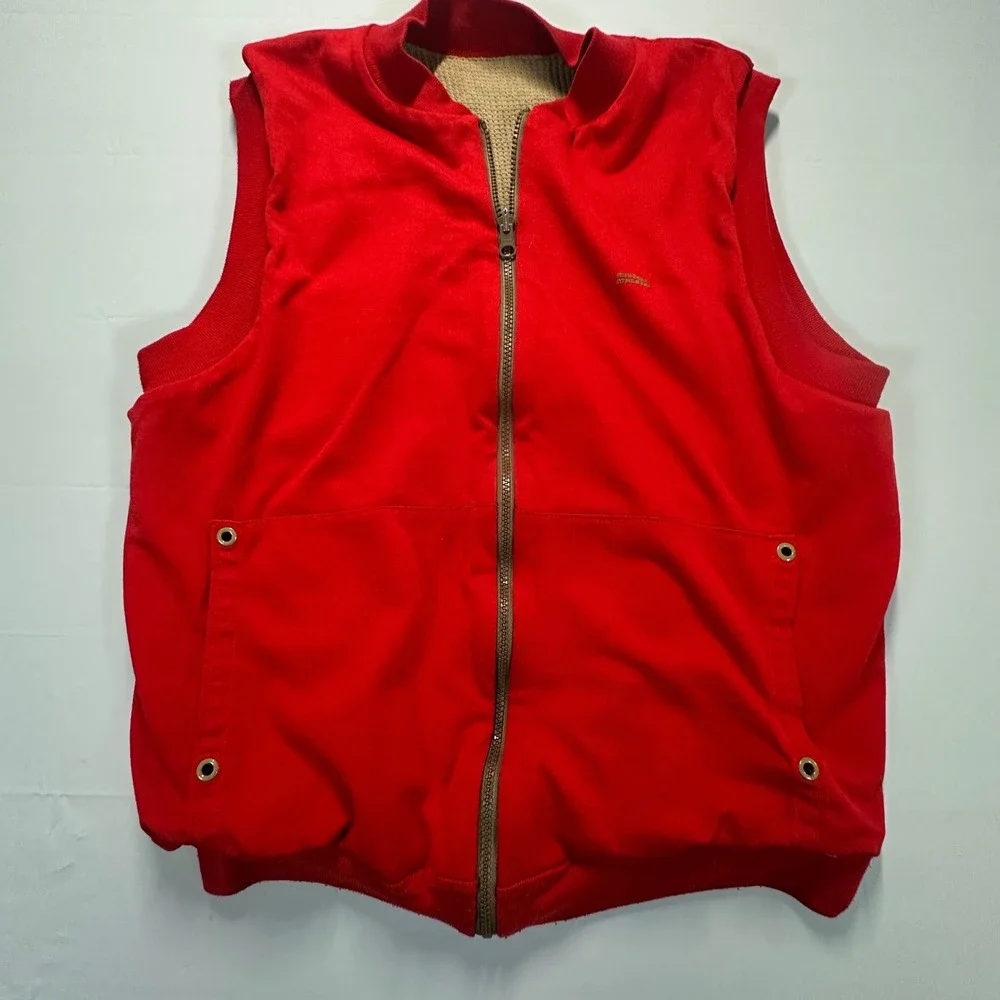 Vintage Russell Athletic Red Full Zip Thermal Lined Vest Mens Large Gorpcore